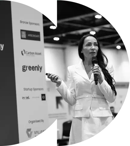 A speaker addressing the audience at the show